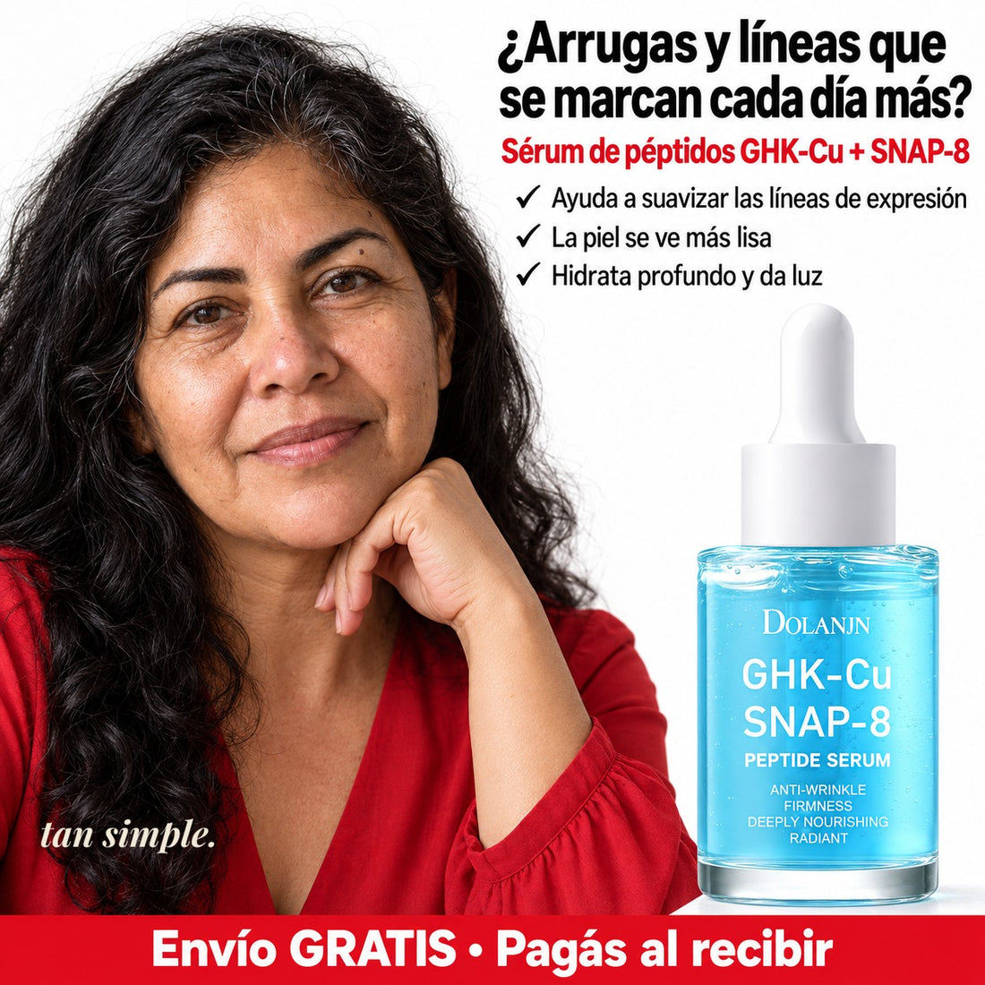 Sérum de Péptidos GHK-Cu y SNAP-8 · Para Arrugas y Líneas de Expresión