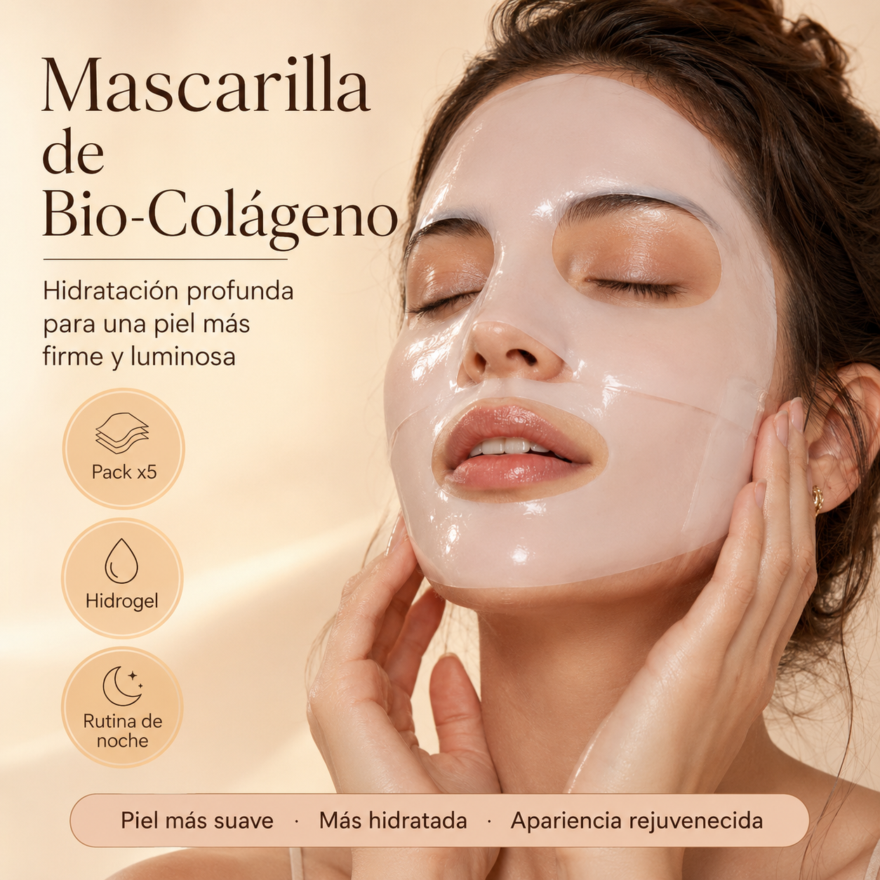 Mascarilla Facial Bio-Colágeno Rejuvenecedora PACK x5