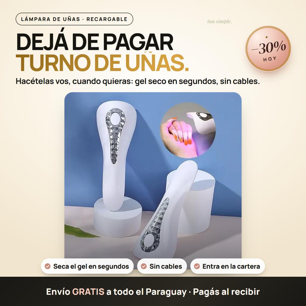 Lámpara de Uñas Recargable · Seca el Gel en Segundos