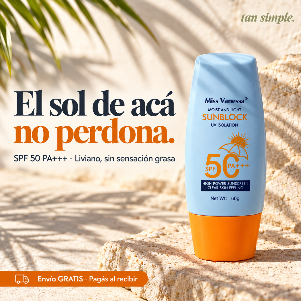 Protector Solar SPF 50 con Colágeno · Liviano, Sin Sensación Grasa