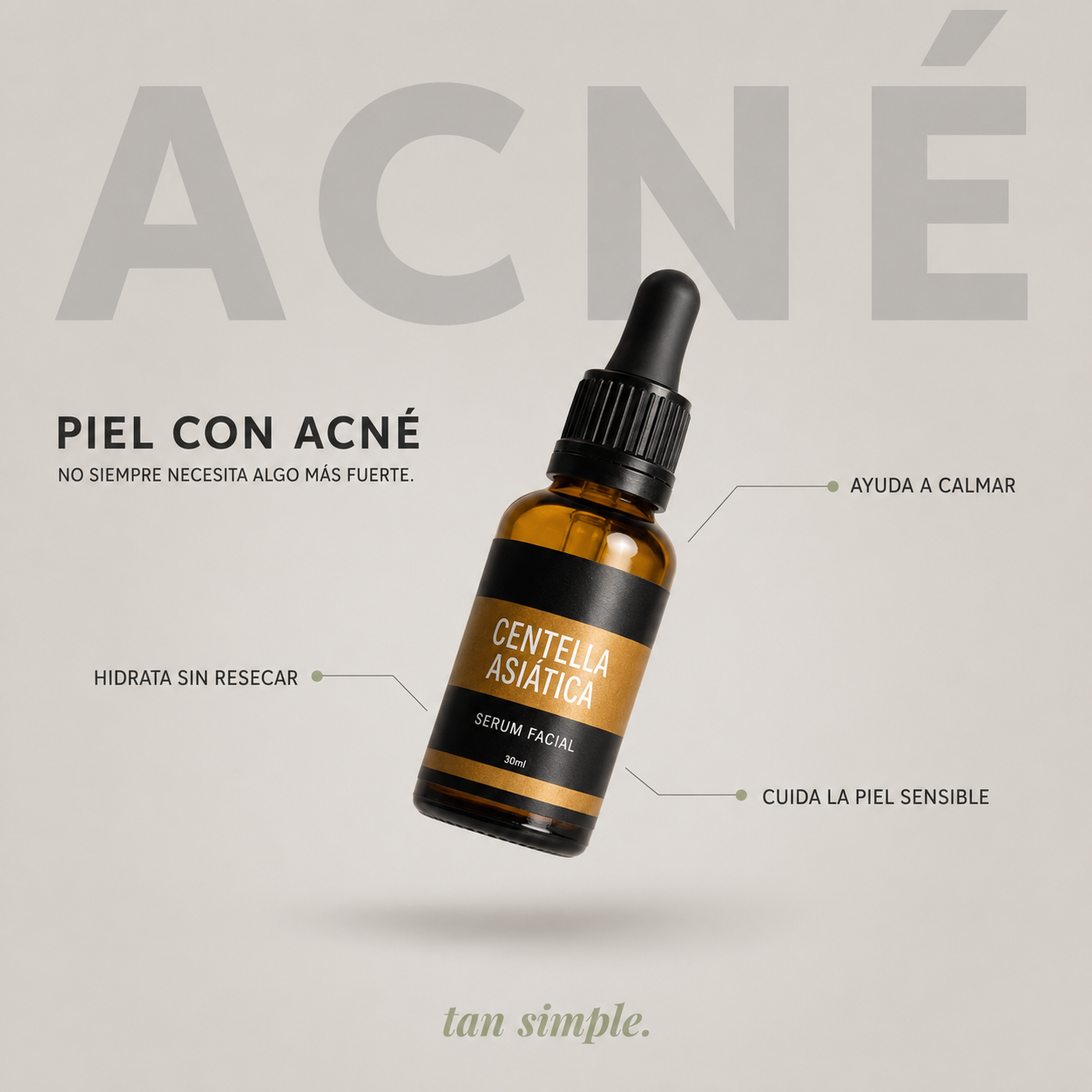 Sérum de Centella Asiática para Piel con Acné · Calma e Hidratación