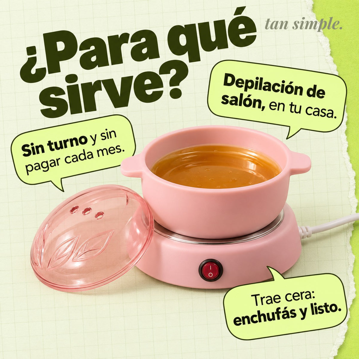 Calentador de Cera Plegable con Cera · Depilate en Casa como en el Salón