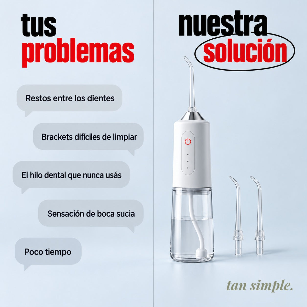 Irrigador Dental Inalámbrico · Limpia Donde el Cepillo No Llega