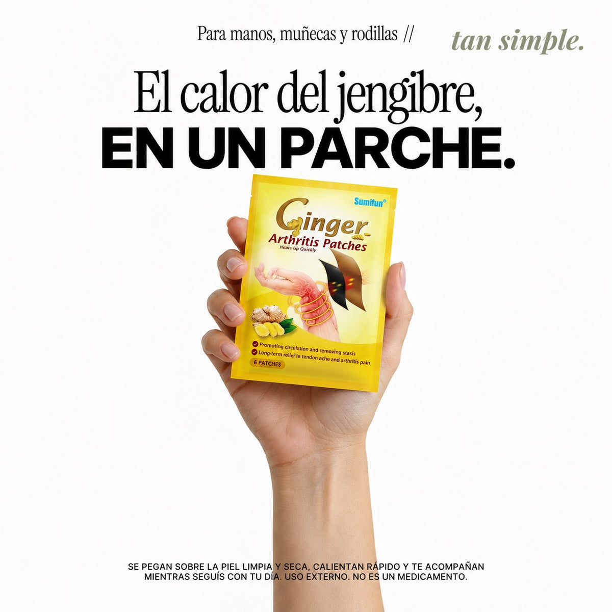 Parches de Jengibre · Calor para Manos, Muñecas y Rodillas