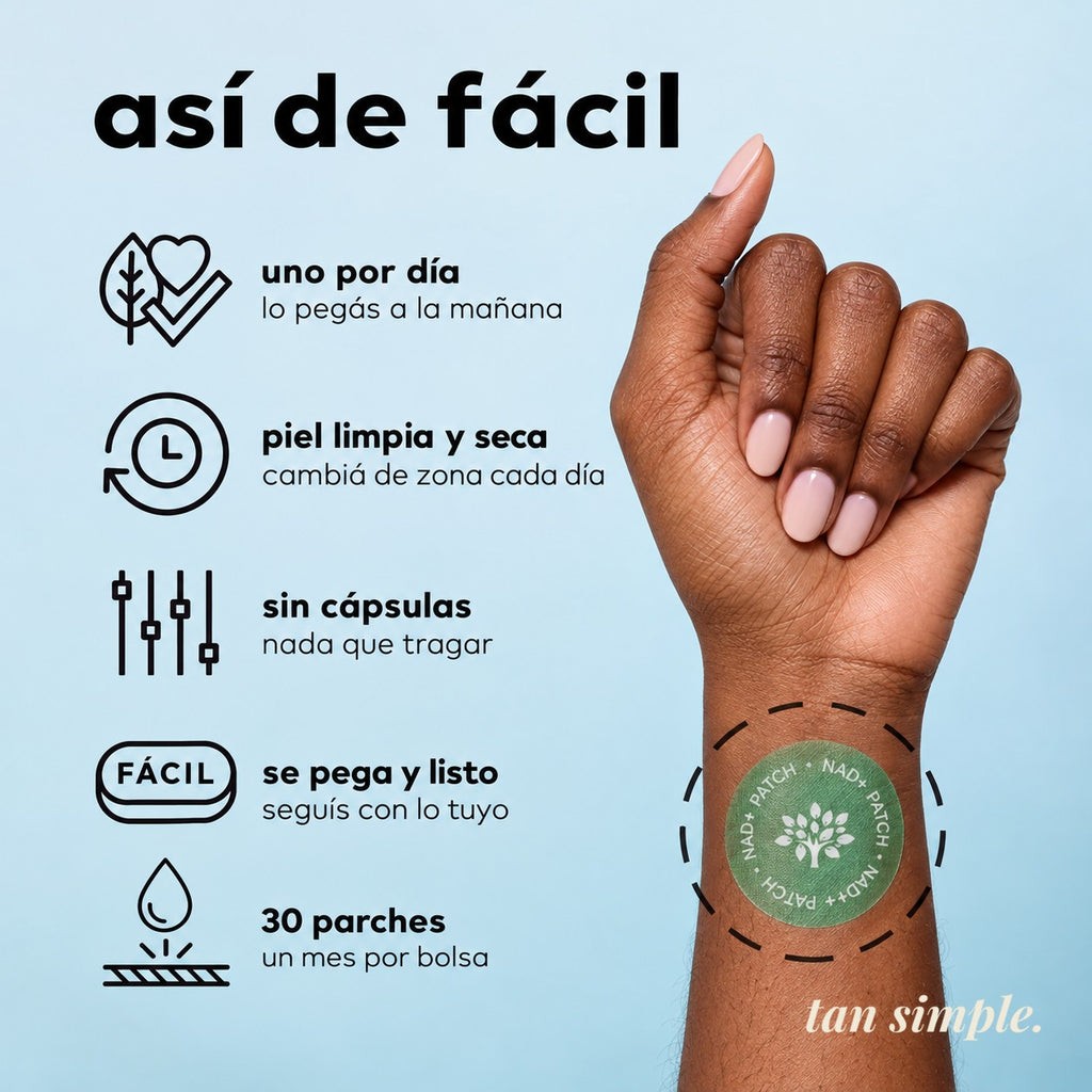 Parches NAD+ con NMN y Resveratrol · 30 Parches, Uno por Día