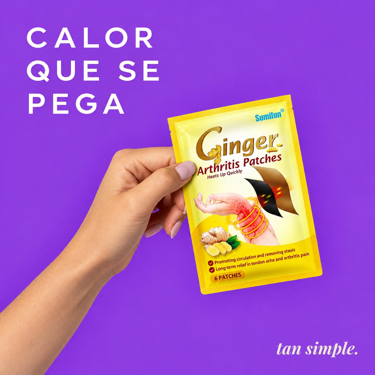 Parches de Jengibre · Calor para Manos, Muñecas y Rodillas