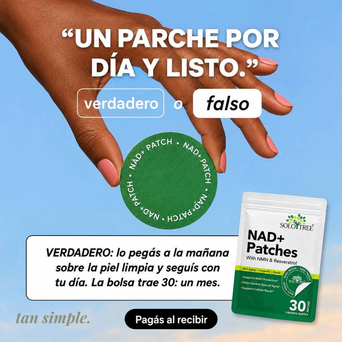 Parches NAD+ con NMN y Resveratrol · 30 Parches, Uno por Día